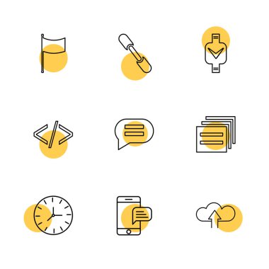 Beyaz arka plan üzerinde renkli daireler ile farklı minimalist düz vektör app simgeleri