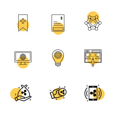 Bilgisayarlar, dijital cihazlar ve becerikli alet düğme düz stil ikonları ayarla