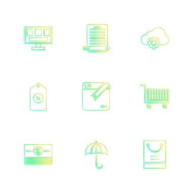 Beyaz arka plan üzerinde farklı minimalist düz vektör app simgeleri