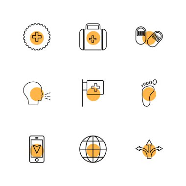 Beyaz arka plan düz simgeler, vektör çizim minimalist kümesi ile