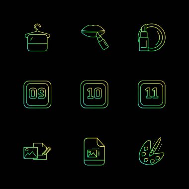 siyah arka plan üzerinde renkli farklı minimalist düz vektör app simgeleri