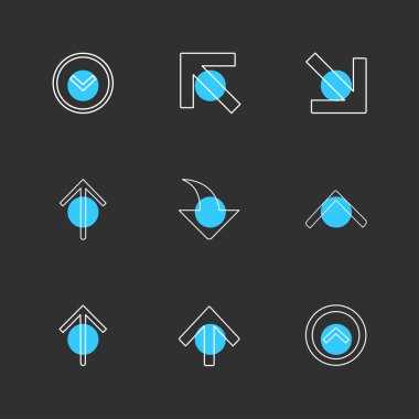 oklar yön işaretçiler yaratıcı simgeler ayarla, düz özel koleksiyon vektör