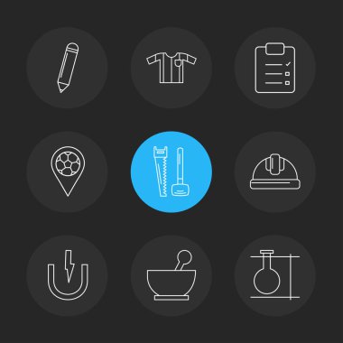 farklı minimalist düz vektör app simgeler siyah arka plan üzerine çevrelerinde