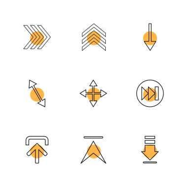 oklar yön işaretçiler yaratıcı simgeler ayarla, düz özel koleksiyon vektör