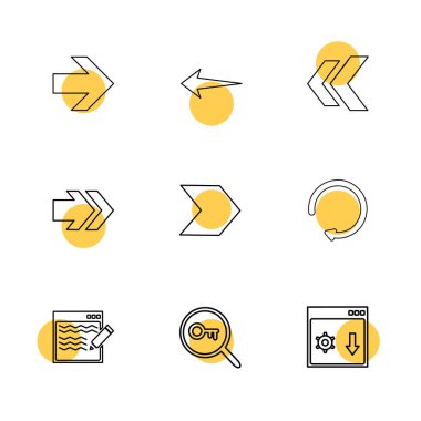 oklar yön işaretçiler yaratıcı simgeler ayarla, düz özel koleksiyon vektör