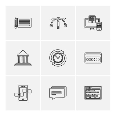 Bilgisayarlar, dijital cihazlar ve becerikli alet düğme düz stil ikonları ayarla