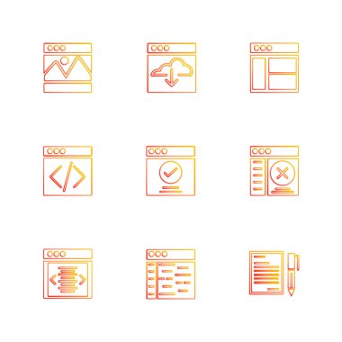 Bilgisayarlar, dijital cihazlar ve becerikli alet düğme düz stil ikonları ayarla