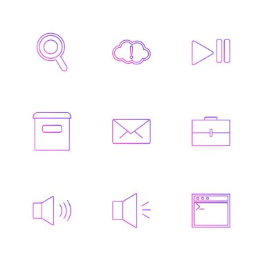 çeşitli semboller ile minimalist vektör simge kümesi