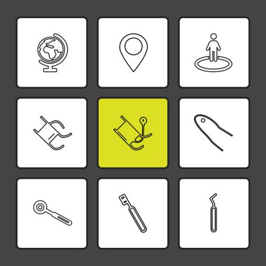 çeşitli semboller ile minimalist vektör simge kümesi