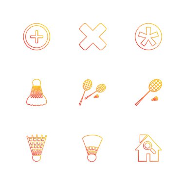 Beyaz arka plan üzerinde renkli farklı minimalist düz vektör app simgeleri