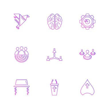 Beyaz arka plan üzerinde farklı minimalist düz vektör app simgeleri