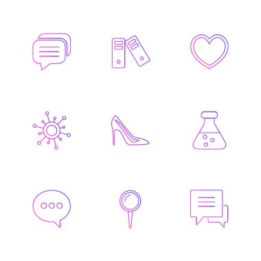 Beyaz arka plan üzerinde renkli farklı minimalist düz vektör app simgeleri