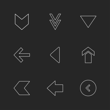 oklar yön işaretçiler yaratıcı simgeler ayarla, düz özel koleksiyon vektör