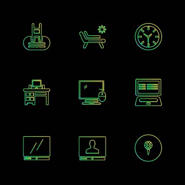 Bilgisayarlar, dijital cihazlar ve becerikli alet düğme düz stil ikonları ayarla