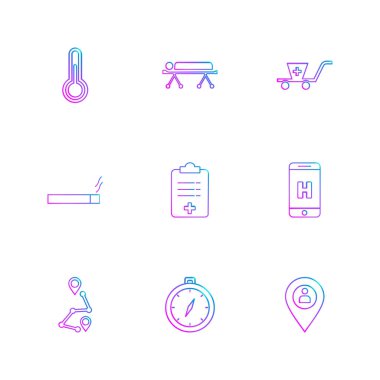 Beyaz arka plan üzerinde farklı minimalist düz vektör app simgeleri