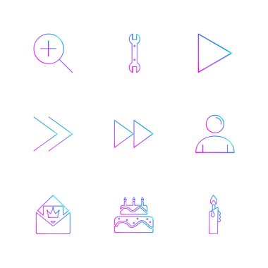 Beyaz arka plan üzerinde renkli farklı minimalist düz vektör app simgeleri