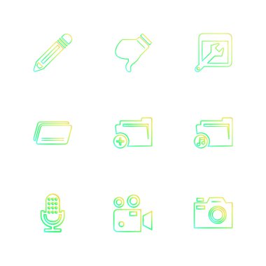 çeşitli semboller ile minimalist vektör simge kümesi