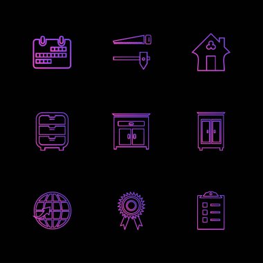 çeşitli semboller ile minimalist vektör simge kümesi