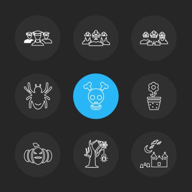 çeşitli semboller ile minimalist vektör simge kümesi