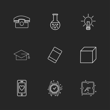 farklı minimalist düz vektör app simgeler siyah arka plan üzerine