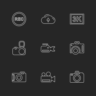 çeşitli semboller ile minimalist vektör simge kümesi