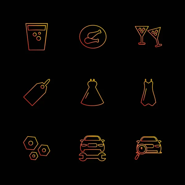 Set Van Minimalistische Vector Iconen Met Verschillende Symbolen — Stockvector