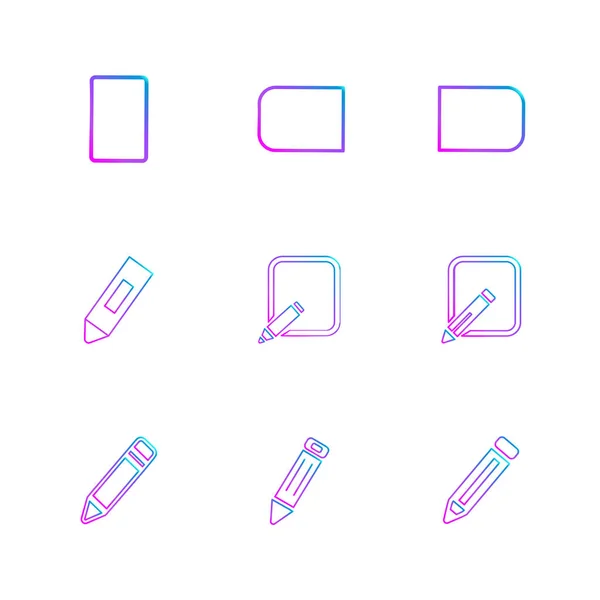 Icônes Différentes Colorées Vecteur Plat Minimaliste App Sur Fond Blanc — Image vectorielle