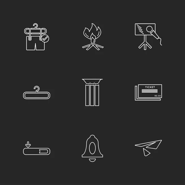 Set Minimalistic Vector Icons Various Symbols — Stock Vector