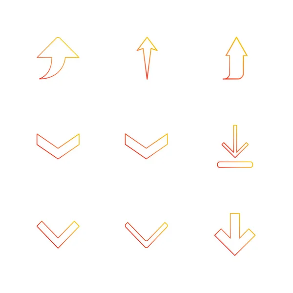 Flèches Directions Pointeurs Icônes Créatives Ensemble Conception Vectorielle Collection Plate — Image vectorielle