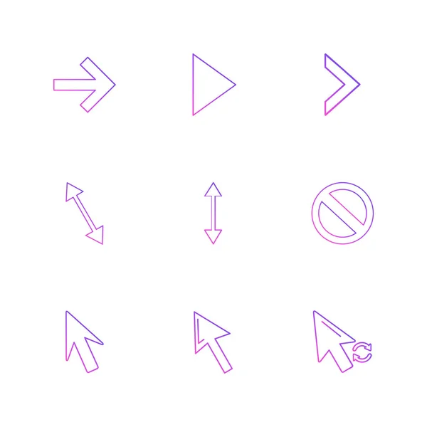 Setas Direções Ponteiros Conjunto Ícones Criativos Coleção Plana Design Vetorial —  Vetores de Stock