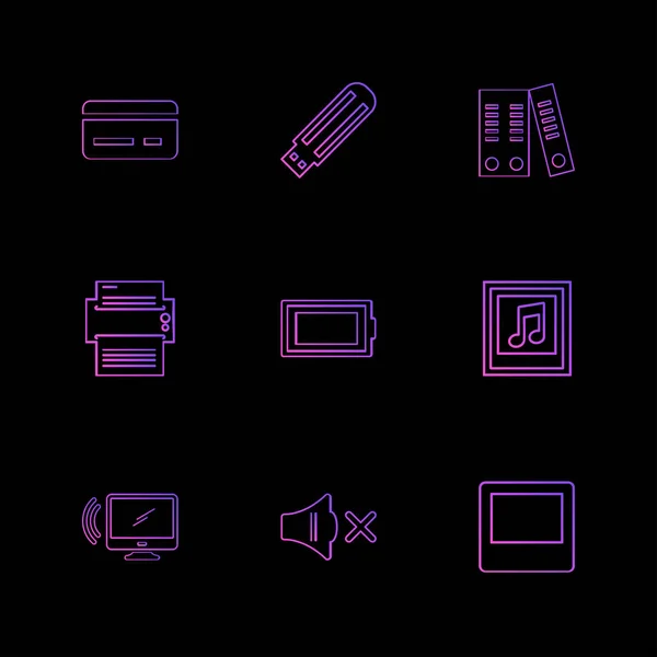 Computers, digital devices and gadgets buttons set of flat style icons