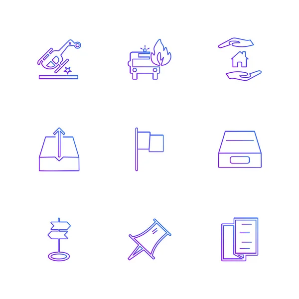 Set Minimalistic Vector Icons Various Symbols — Stock Vector