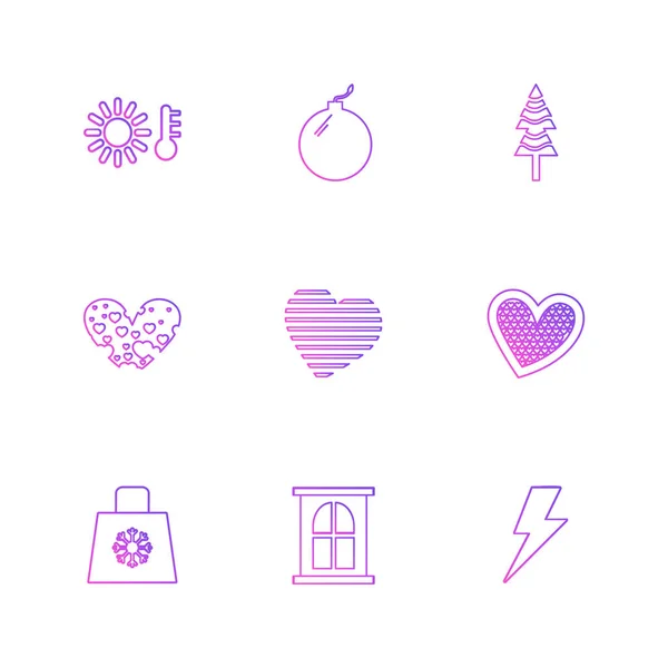 Conjunto Iconos Aplicaciones Vectores Planos Aleatorios Concepto Corazón Amor — Vector de stock