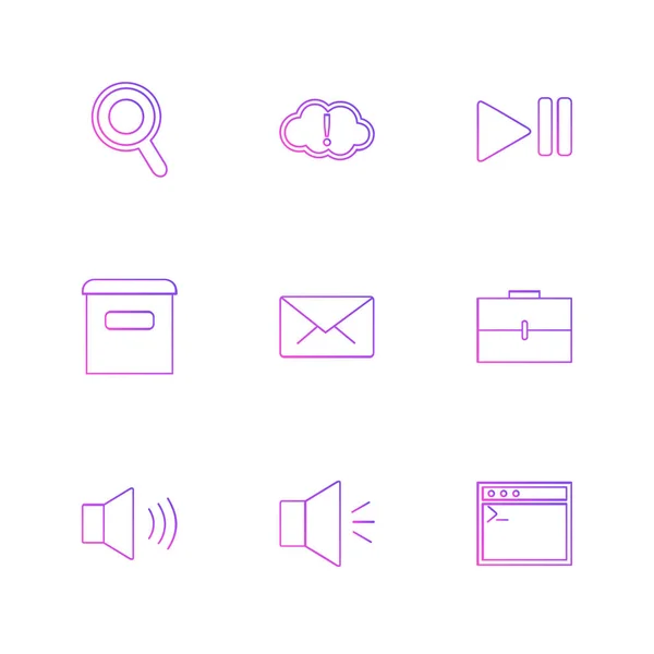 Conjunto Iconos Vectoriales Minimalistas Con Varios Símbolos — Vector de stock