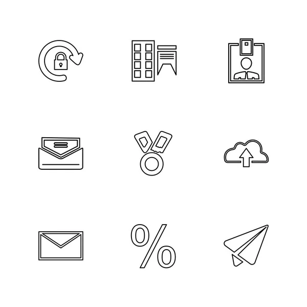 Verschillende Minimalistische Platte Vector App Pictogrammen Witte Achtergrond — Stockvector