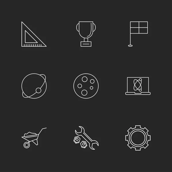 Set Van Minimalistische Vector Iconen Met Verschillende Symbolen — Stockvector