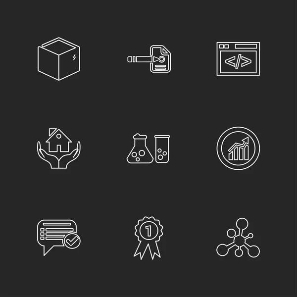 Colorido Diferentes Iconos Aplicación Vector Plano Minimalista Sobre Fondo Negro — Vector de stock