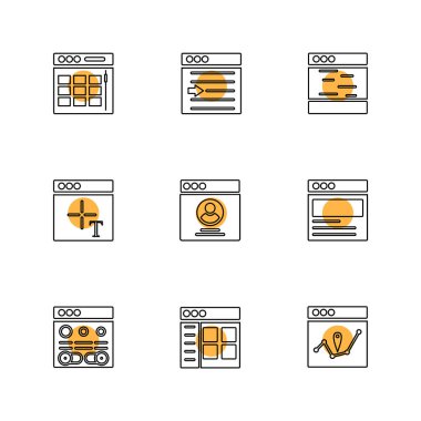 Bilgisayarlar, dijital cihazlar ve becerikli alet düğme düz stil ikonları ayarla