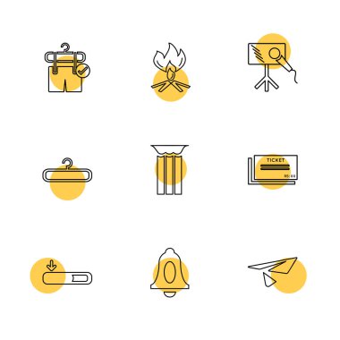 çeşitli semboller ile minimalist vektör simge kümesi