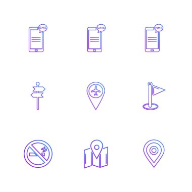 çeşitli semboller ile minimalist vektör simge kümesi