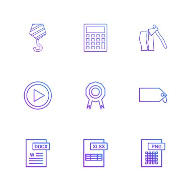 Beyaz arka plan üzerinde farklı minimalist düz vektör app simgeleri