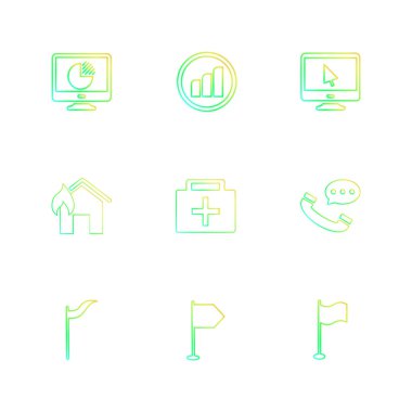 Beyaz arka plan üzerinde farklı minimalist düz vektör app simgeleri