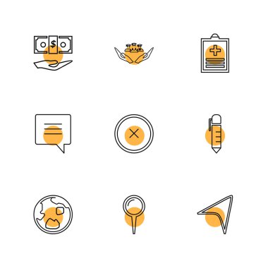 Beyaz arka plan üzerinde farklı minimalist düz vektör app simgeleri