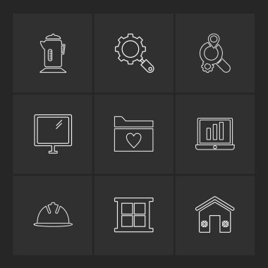 farklı minimalist düz vektör app simgeler siyah arka plan üzerine