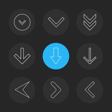 oklar yön işaretçiler yaratıcı simgeler ayarla, düz özel koleksiyon vektör