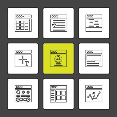 Bilgisayarlar, dijital cihazlar ve becerikli alet düğme düz stil ikonları ayarla