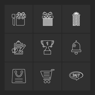 farklı minimalist düz vektör app simgeler siyah arka plan üzerine