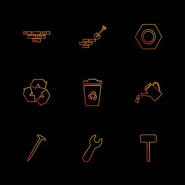 farklı minimalist düz vektör app simgeler siyah arka plan üzerine