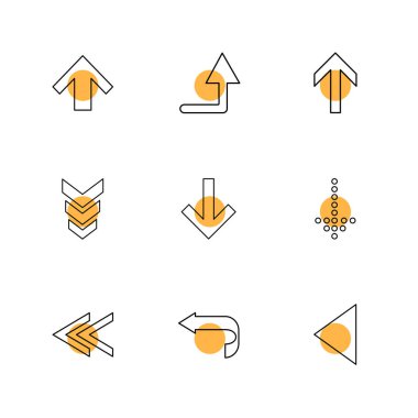 oklar yön işaretçiler yaratıcı simgeler ayarla, düz özel koleksiyon vektör