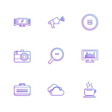 Beyaz arka plan üzerinde farklı minimalist düz vektör app simgeleri
